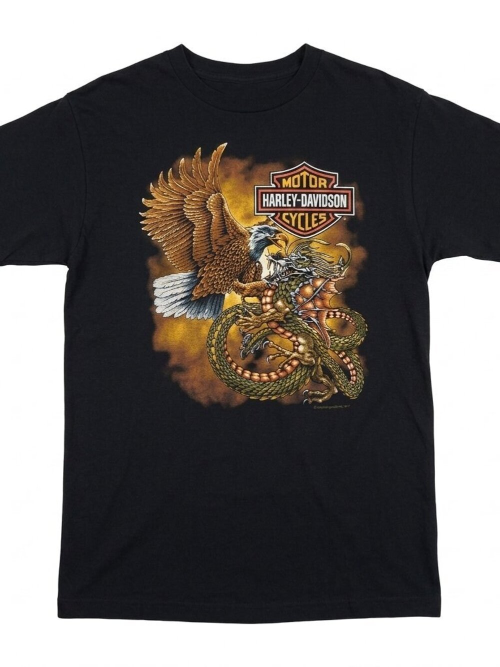 1988 Vintage Harley Davidson Eagle vs Dragon Holoubek Single Stitch TShirt Large